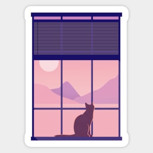 Cat by the window Sticker